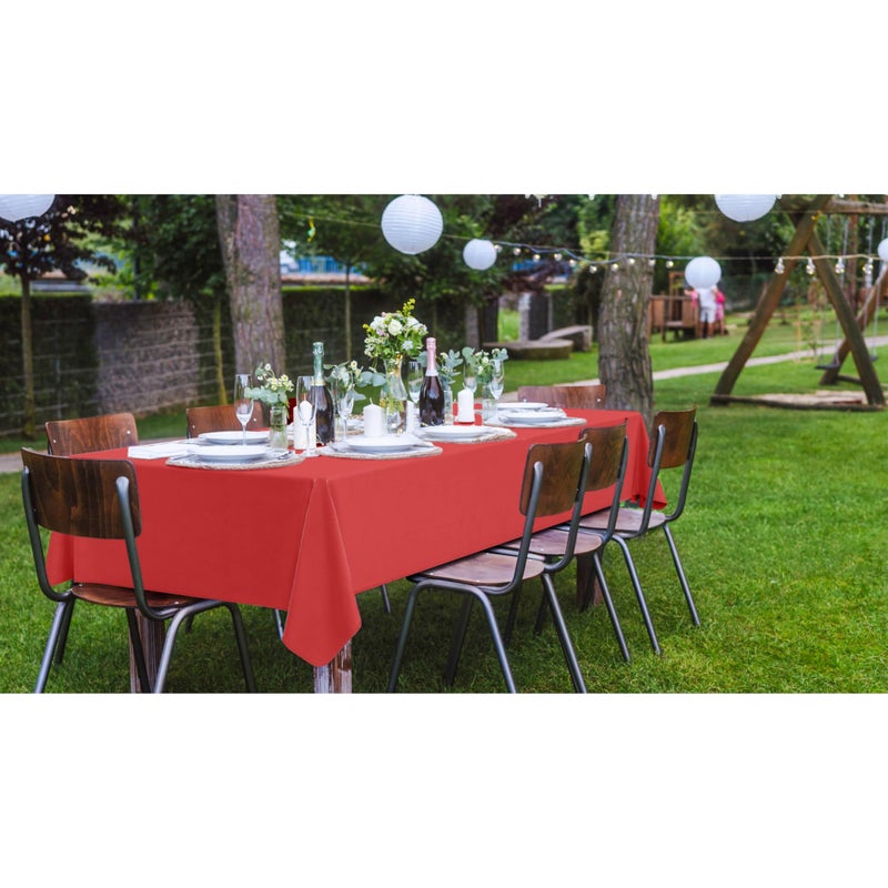 Exquisite Red Vinyl Tablecloths - 54 in. x 70 in. - Pack of 1 Rectangle Tablecloth with Flannel Backing - Plastic, Reusable & Waterproof - Image 2